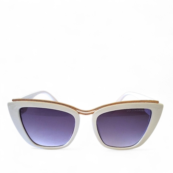Dolce & Gabbana DG22038 Cat-Eye Sunglasses — White & Gold Luxe w/ Case - Picture 2 of 15